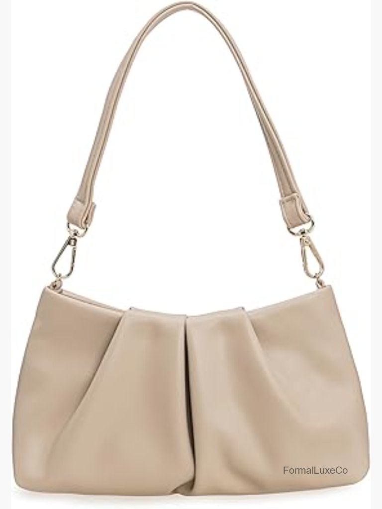 Pleated Faux Leather Clutch Evening Purse With Detachable Chain Straps